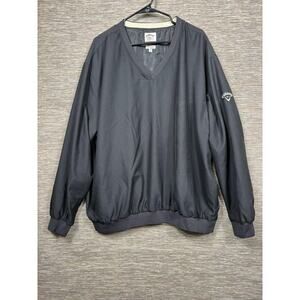 Callaway Windbreaker Jacket Mens XL Black V Neck Pullover Golf Lined CS25100